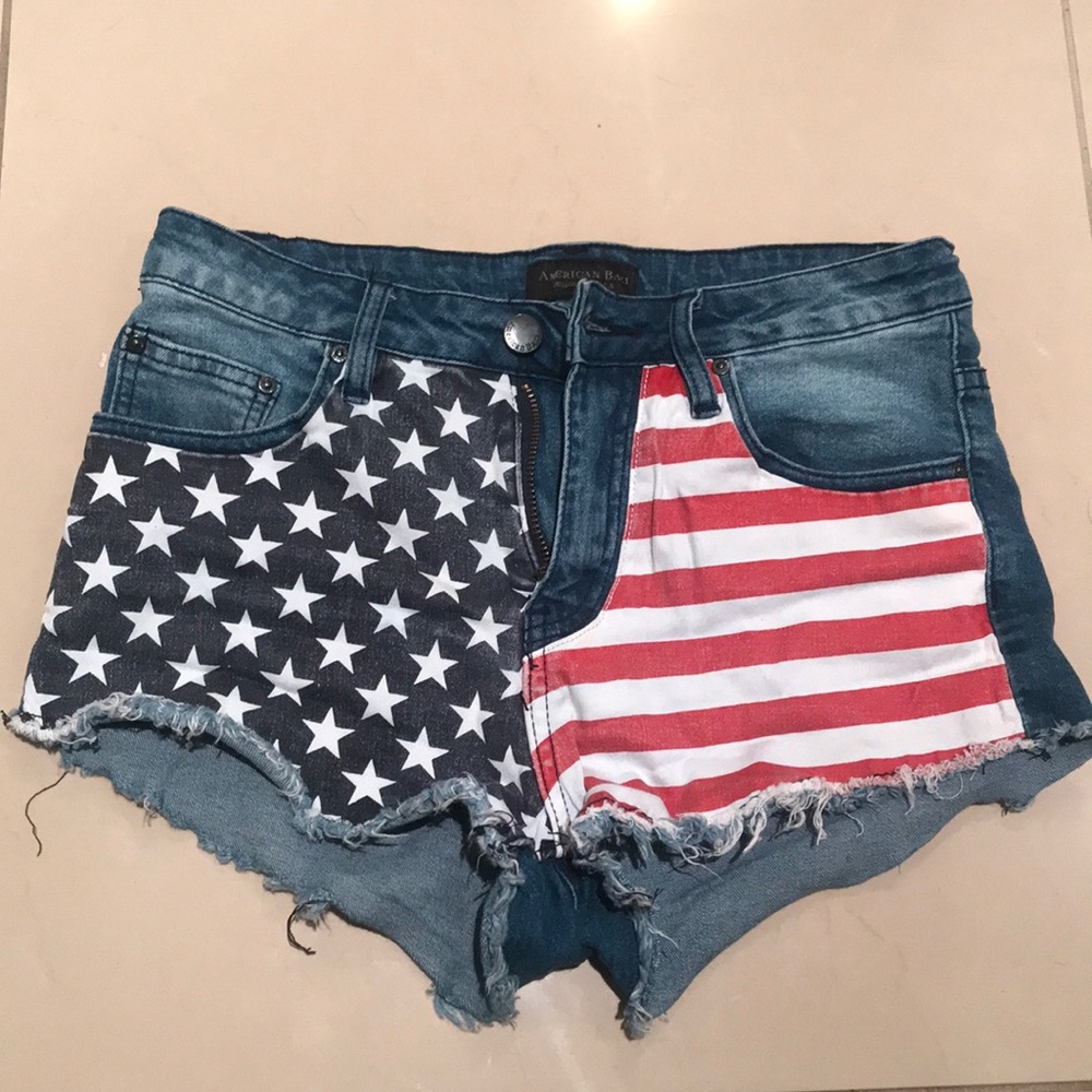 American Flag Denim Shorts